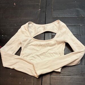 By Together Cream Ribbed Crop Top